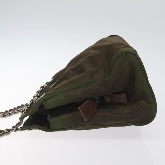 PRADA Chain Shoulder Bag Nylon Khaki Auth - Picture 7 of 16